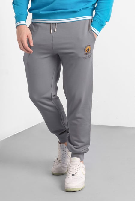 Mens Grey Terry Jogger With Ribbed Cuff