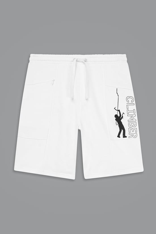 Mens Brush Back Fleece Printed Shorts