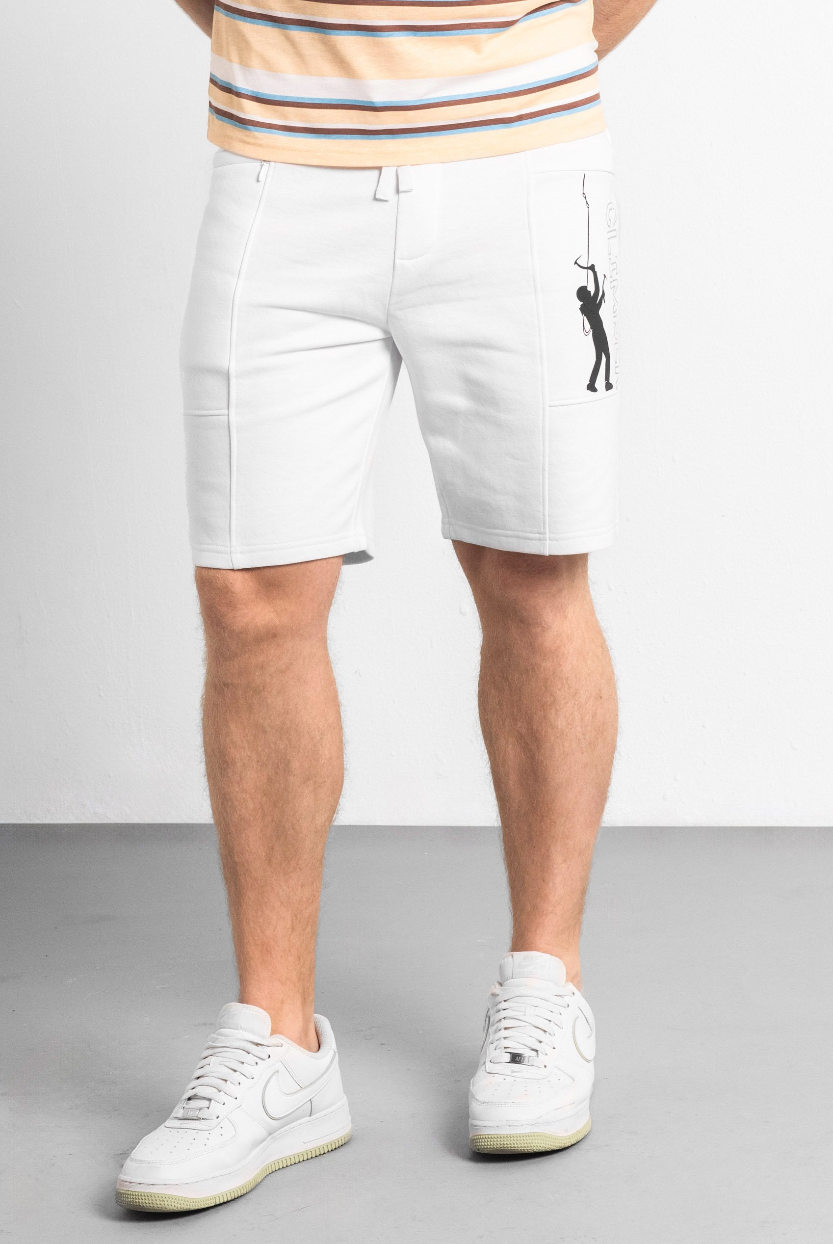 Mens Brush Back Fleece Printed Shorts