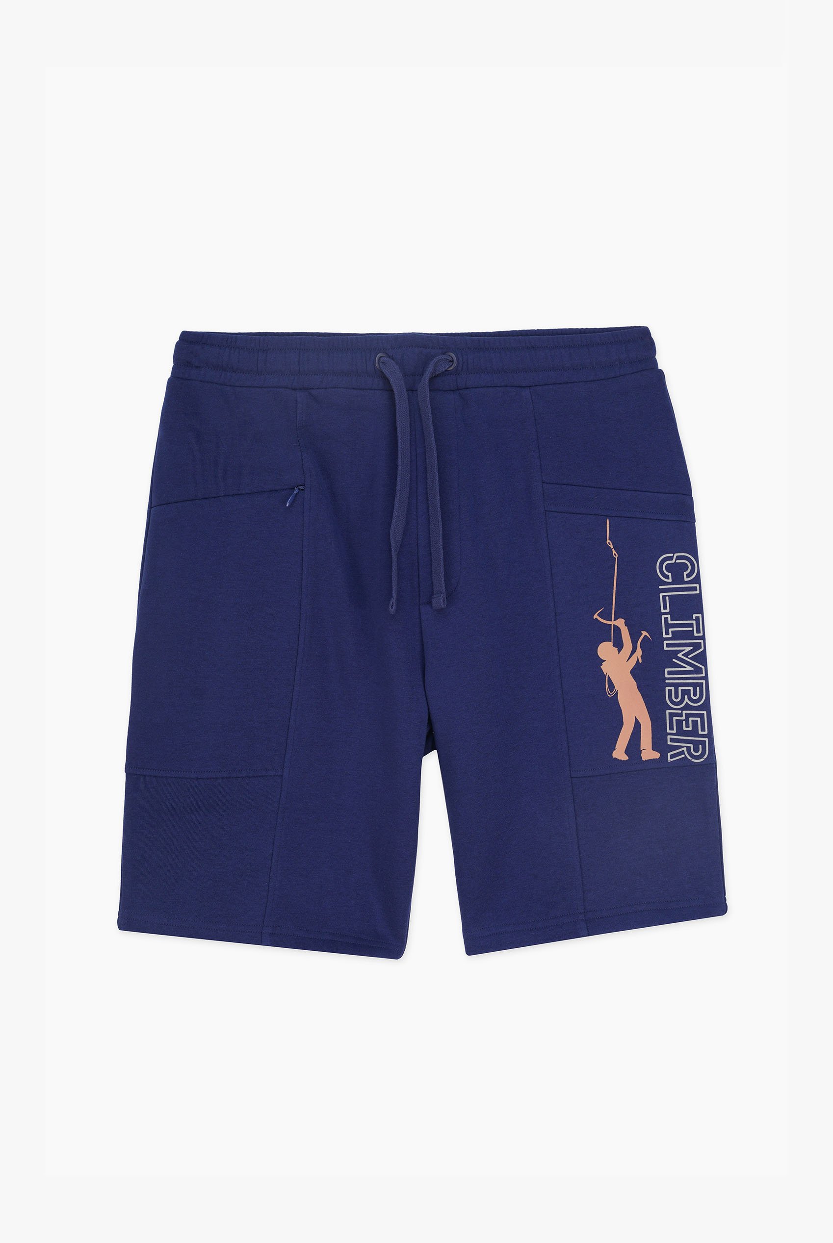 Mens Brush Back Fleece Printed Shorts