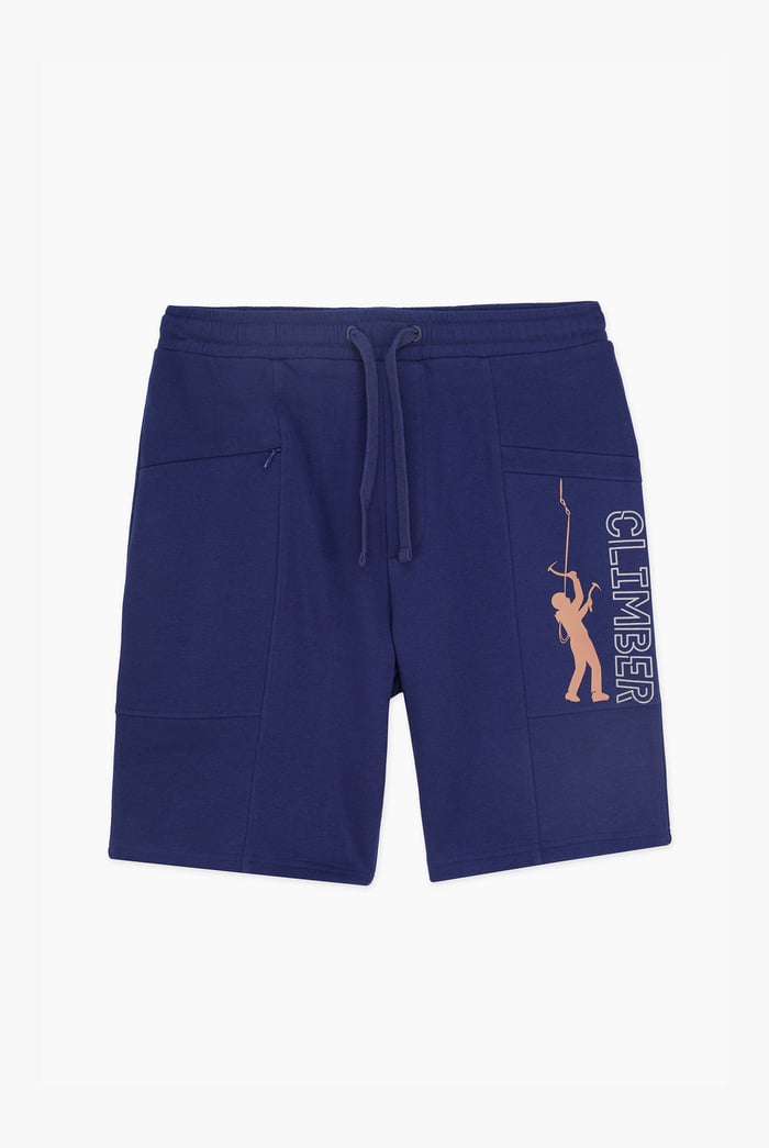 Mens Brush Back Fleece Printed Shorts