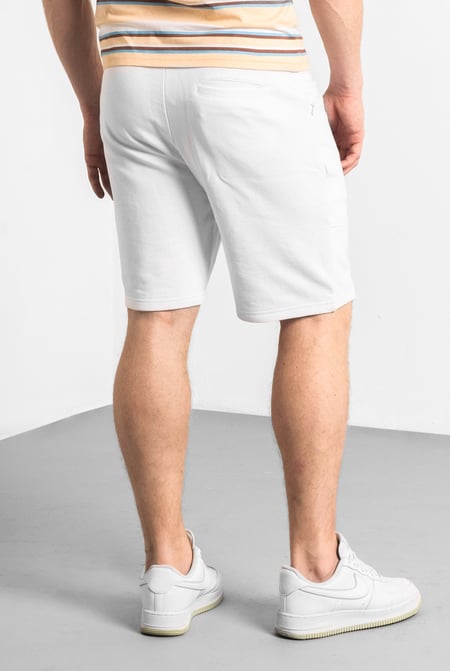 Mens White Brush Back Fleece Printed Shorts