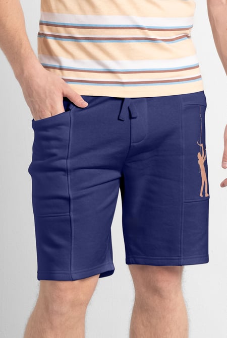 Mens White Brush Back Fleece Printed Shorts