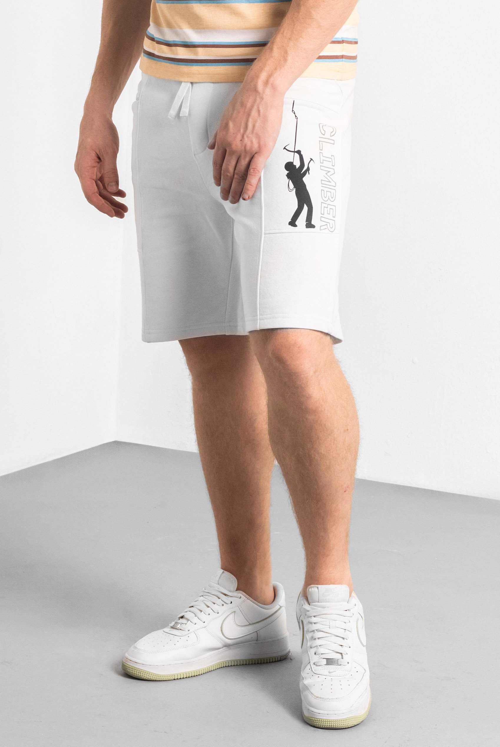 Mens Brush Back Fleece Printed Shorts