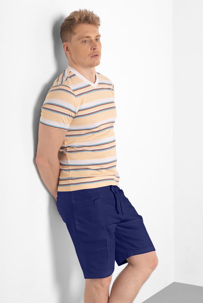 Mens Brush Back Fleece Printed Shorts
