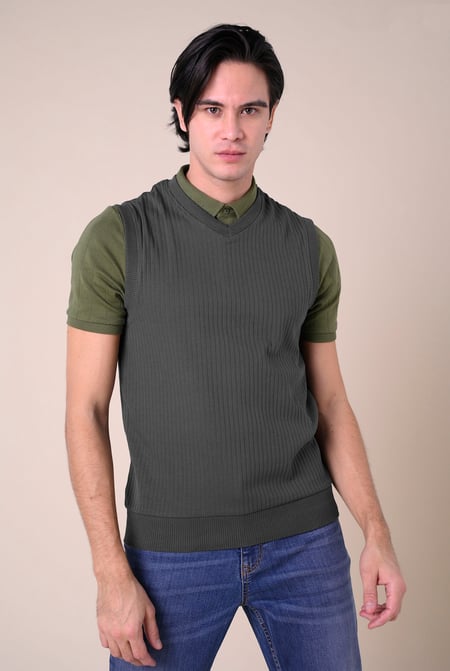 Mens Black Rib Vest