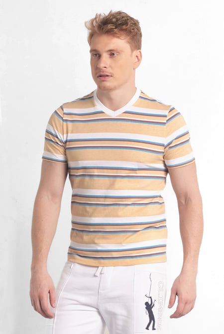 Yellow Engineering Stripe Mens T-Shirt