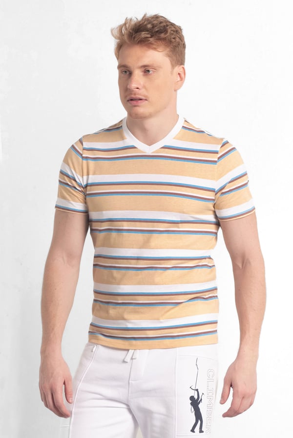 Yellow Engineering Stripe Mens T-Shirt