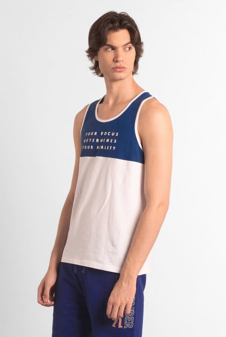 Blue Colour Block Tank Top