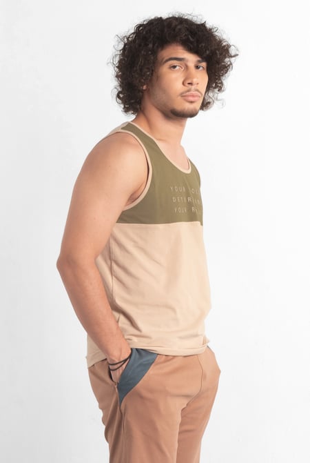 Olive Colour Block Tank Top