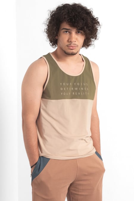 Blue Colour Block Tank Top