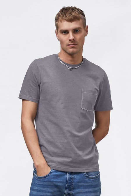 Navy Front Pocket Short Sleeve T-Shirt
