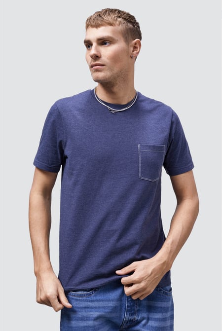 Navy Front Pocket Short Sleeve T-Shirt