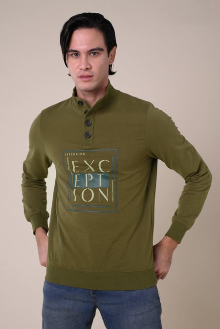 Button-Up Funnel Neck Sweatshirt