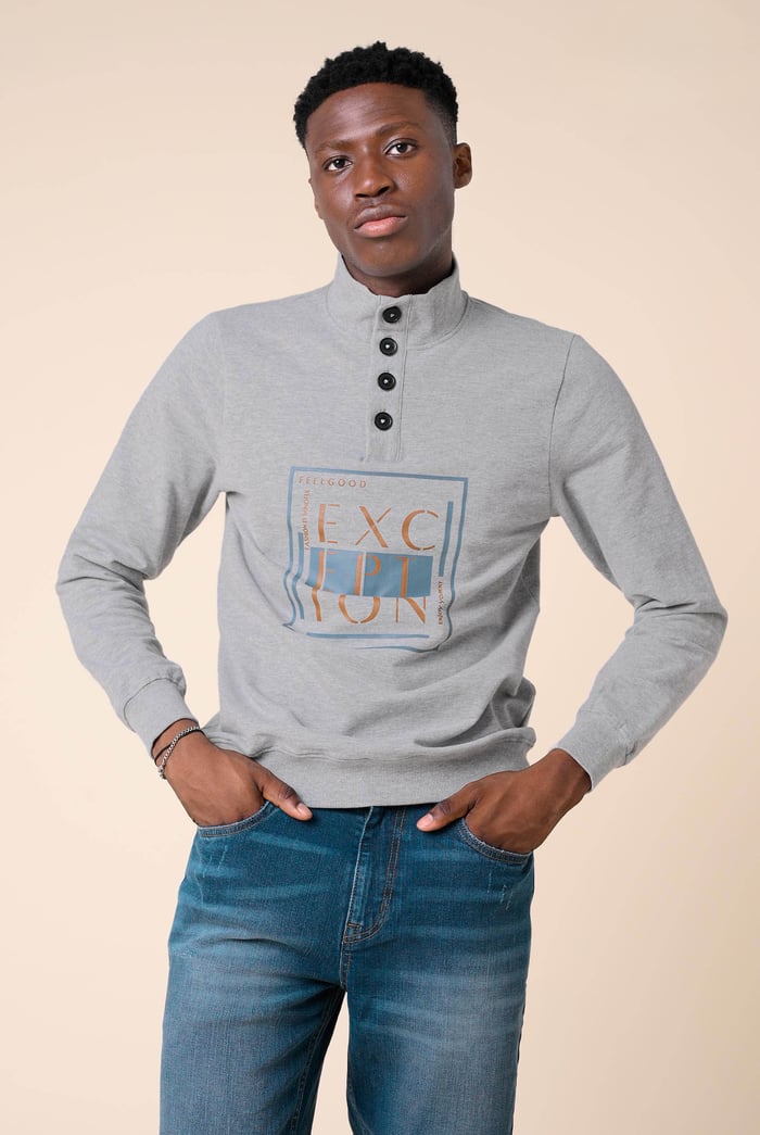 Button-Up Funnel Neck Sweatshirt