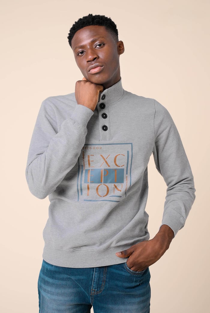 Button-Up Funnel Neck Sweatshirt