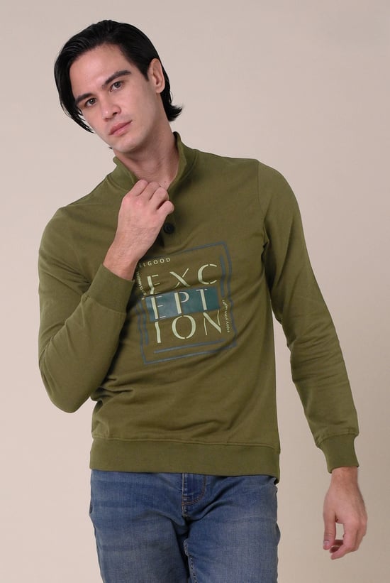 Button-Up Funnel Neck Sweatshirt