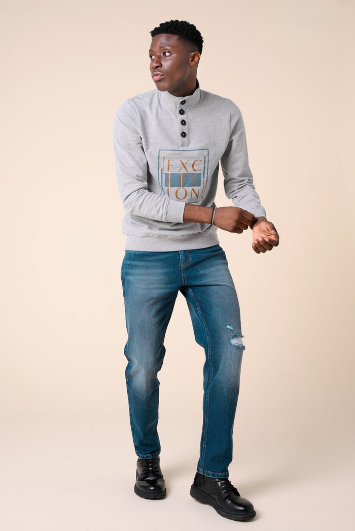Button-Up Funnel Neck Sweatshirt
