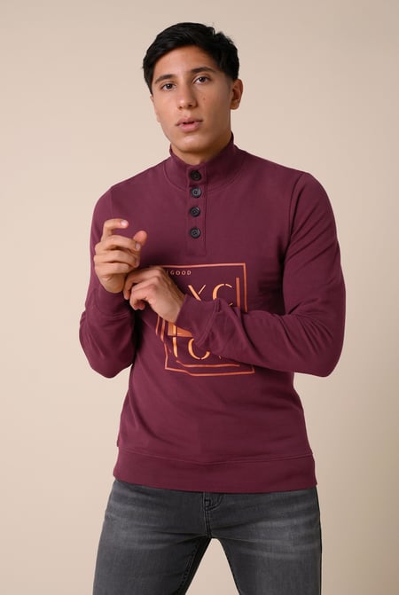 Olive Button-Up Funnel Neck Sweatshirt