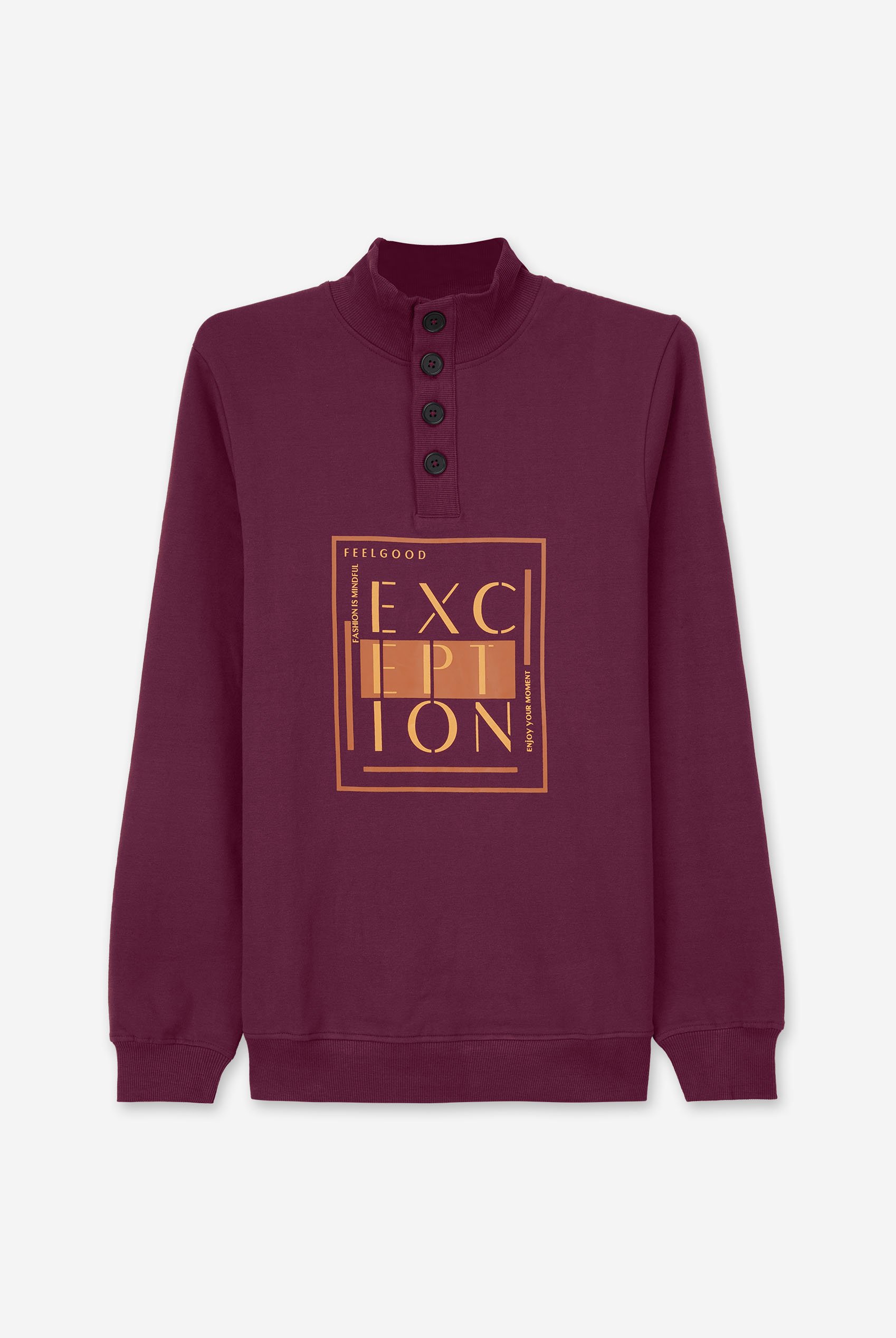 Button-Up Funnel Neck Sweatshirt