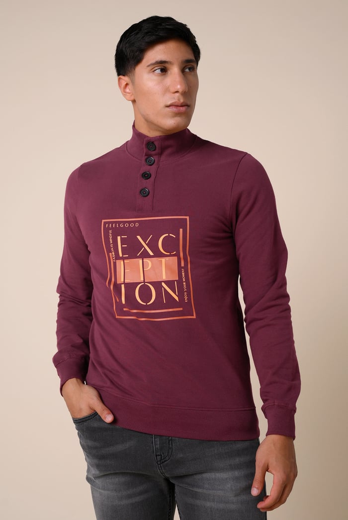 Button-Up Funnel Neck Sweatshirt