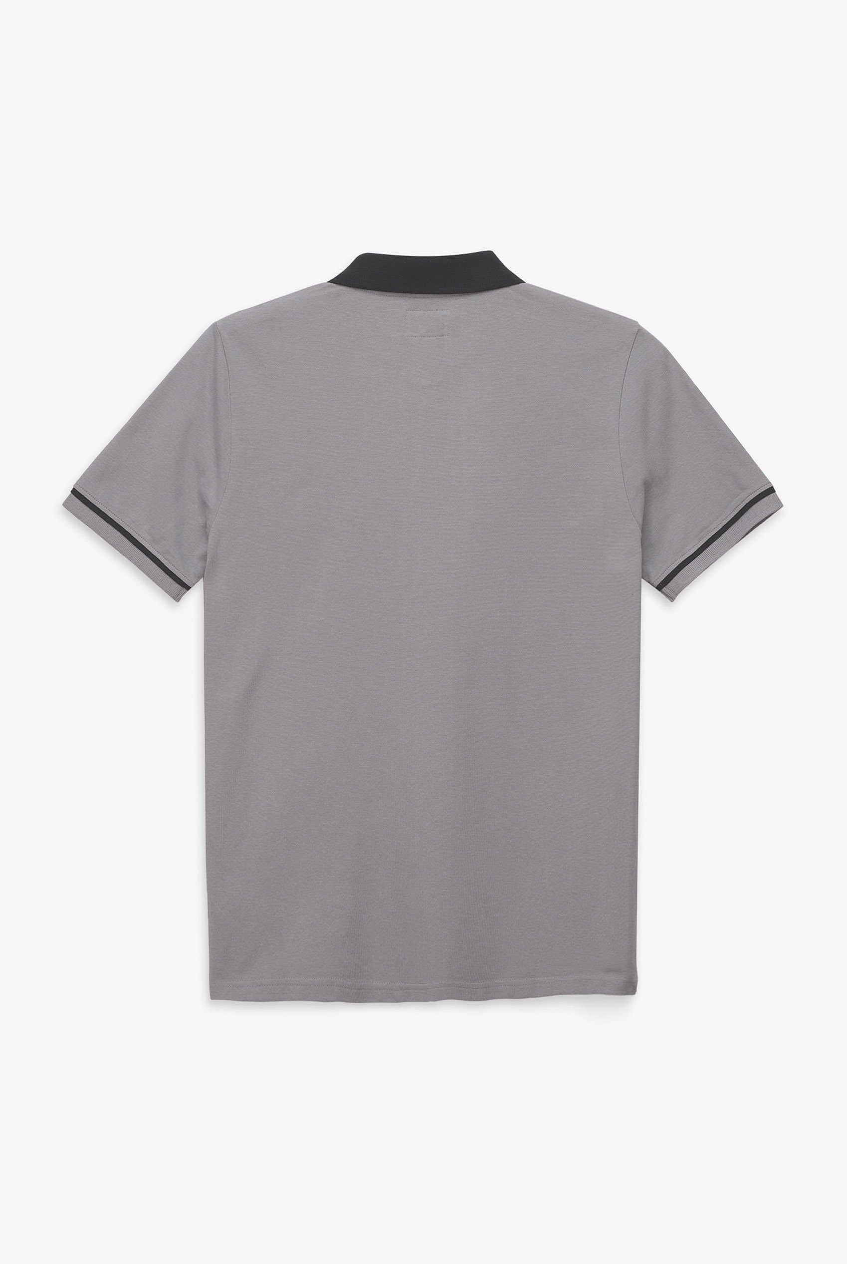 Contrast Collar Zip-Up Polo Shirt