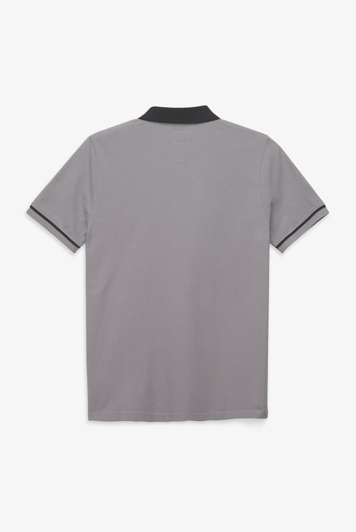 Contrast Collar Zip-Up Polo Shirt