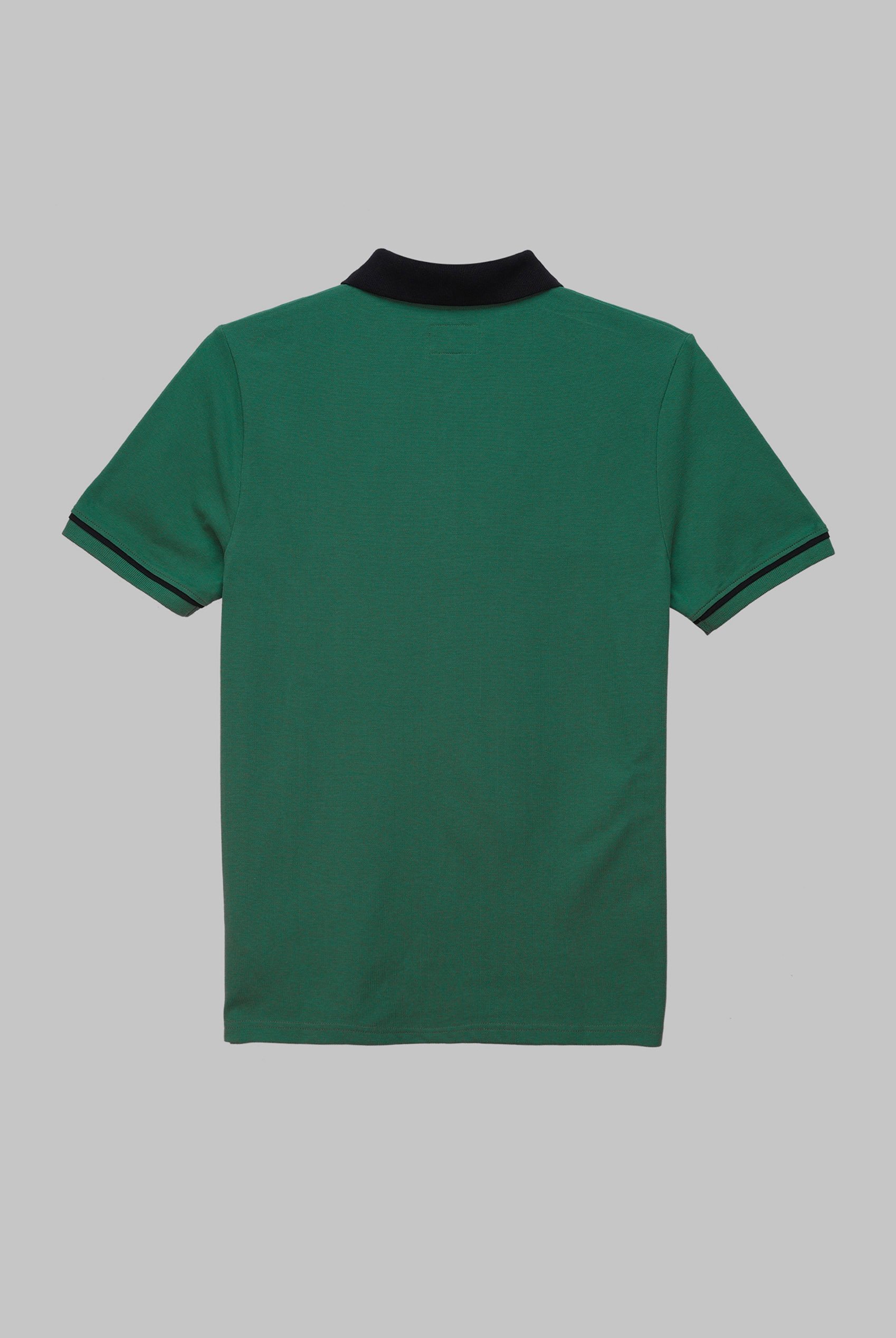 Contrast Collar Zip-Up Polo Shirt