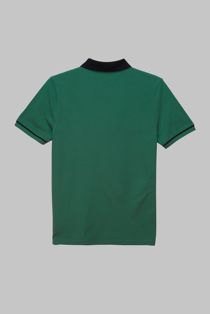 Contrast Collar Zip-Up Polo Shirt