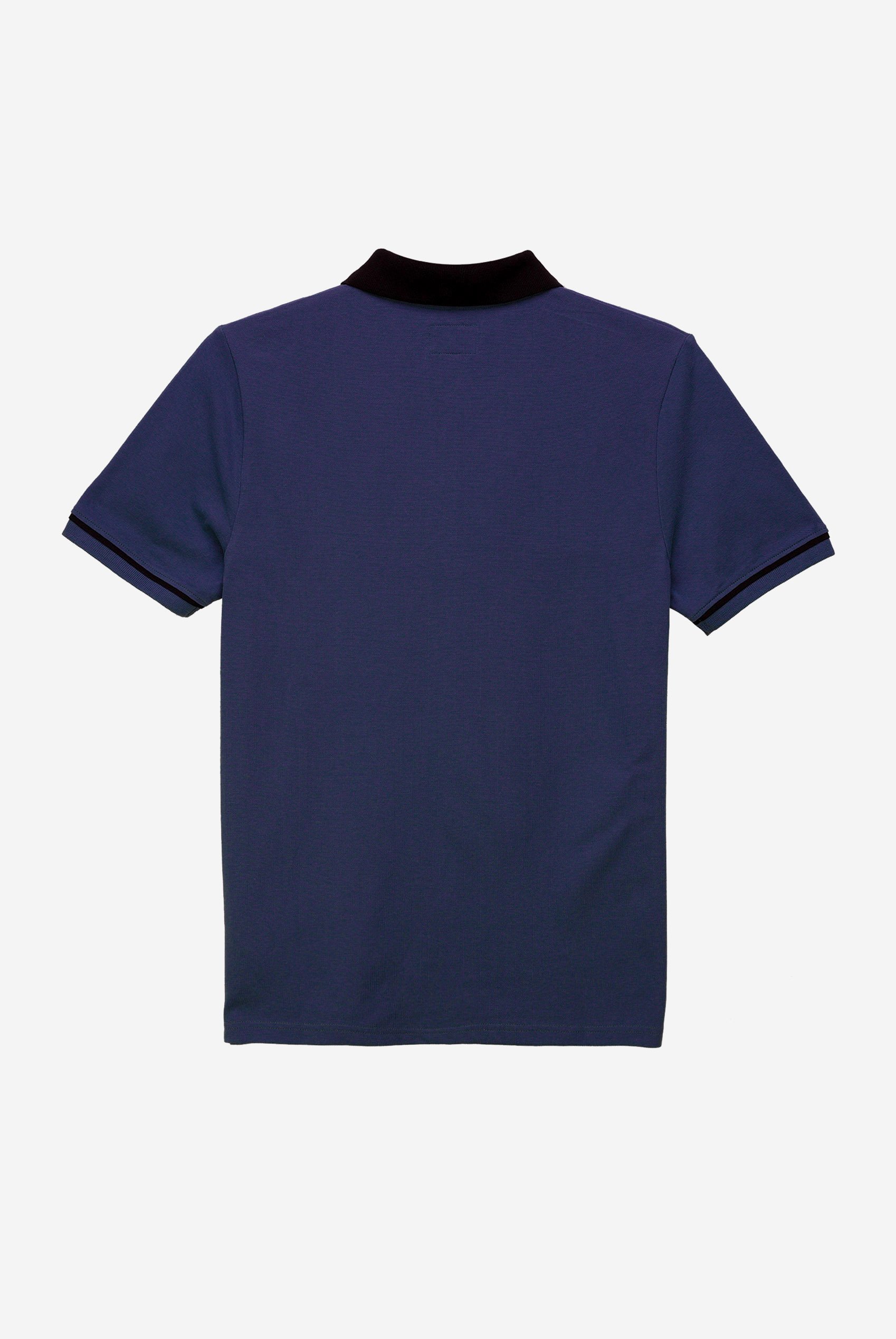 Contrast Collar Zip-Up Polo Shirt