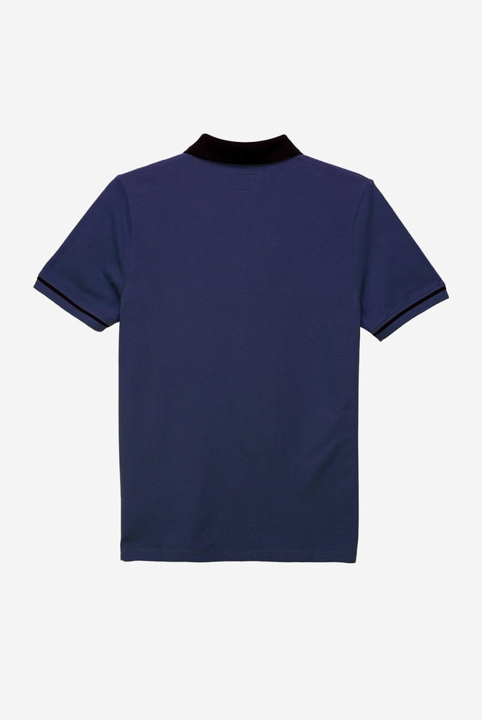 Contrast Collar Zip-Up Polo Shirt