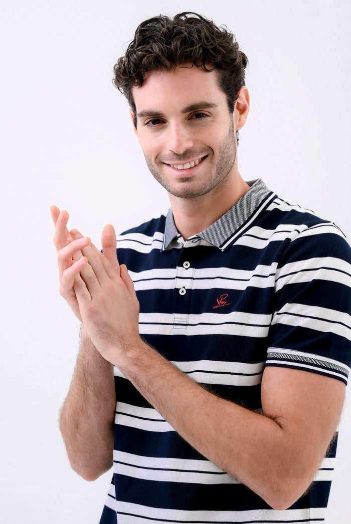 Mens Classical Stripe Pique Polo Shirt