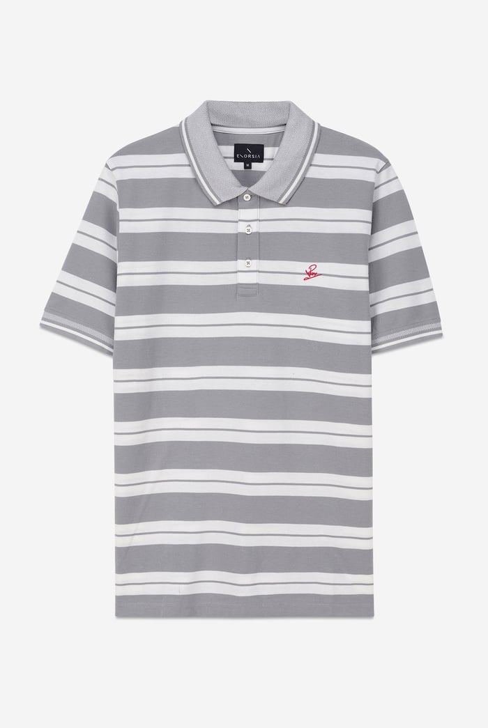 Mens Classical Stripe Pique Polo Shirt