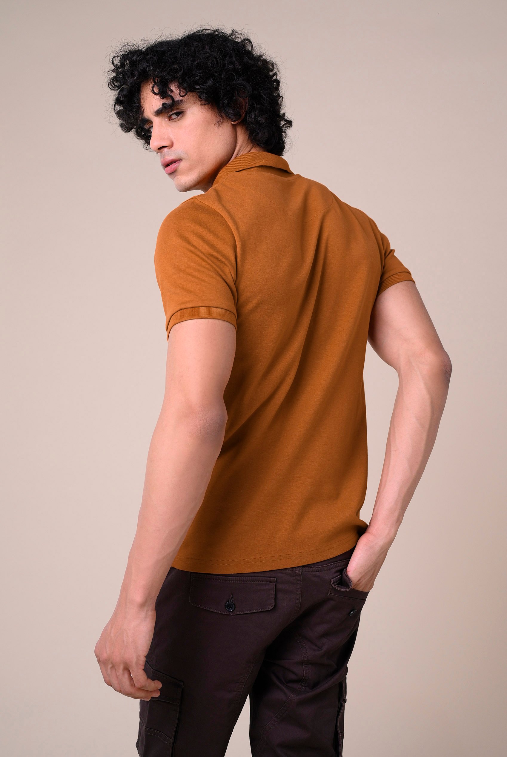 Ribbed Zip Neck Short Sleeve Polo