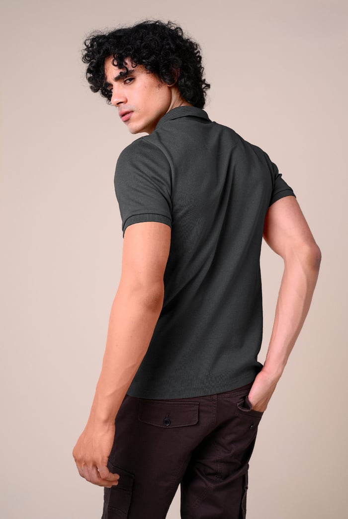Ribbed Zip Neck Short Sleeve Polo