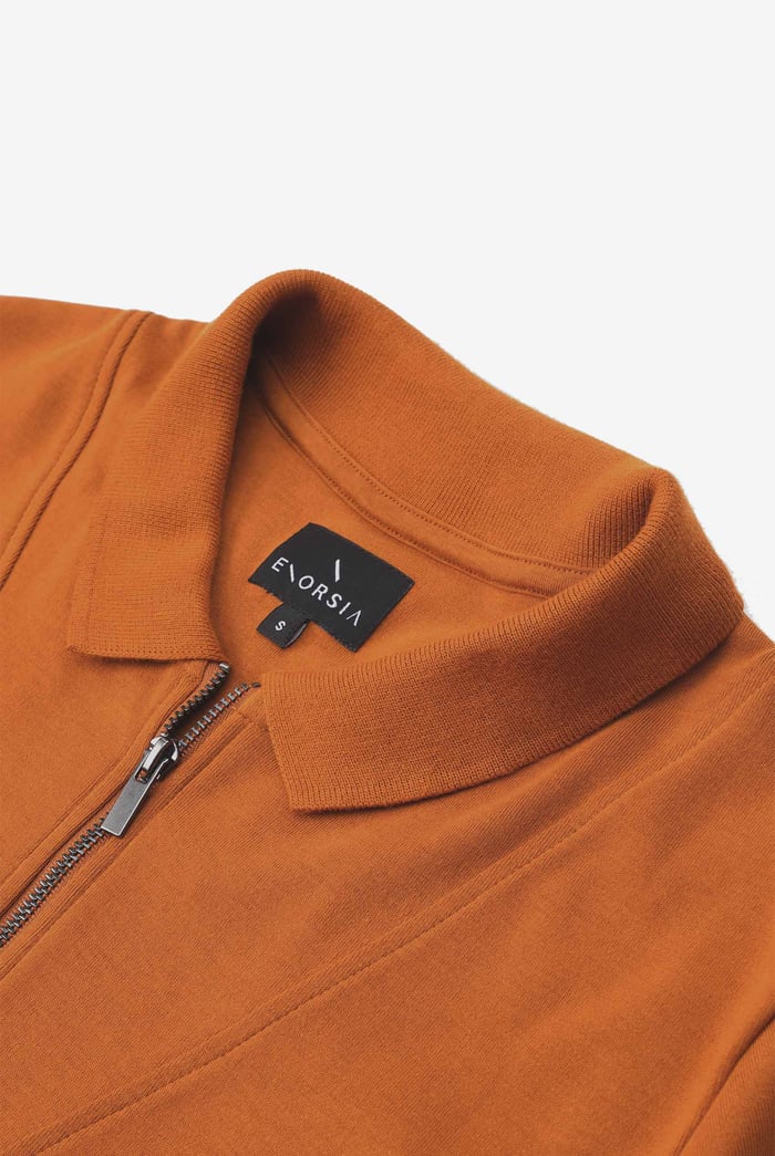 Ribbed Zip Neck Short Sleeve Polo