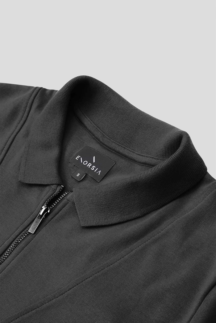 Ribbed Zip Neck Short Sleeve Polo
