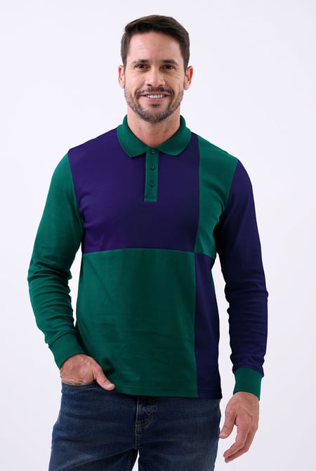 White Colour Block Polo Shirt