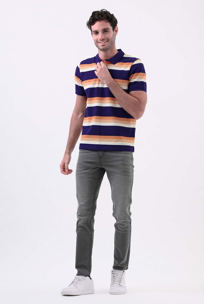 Stripe Pique Polo Shirt