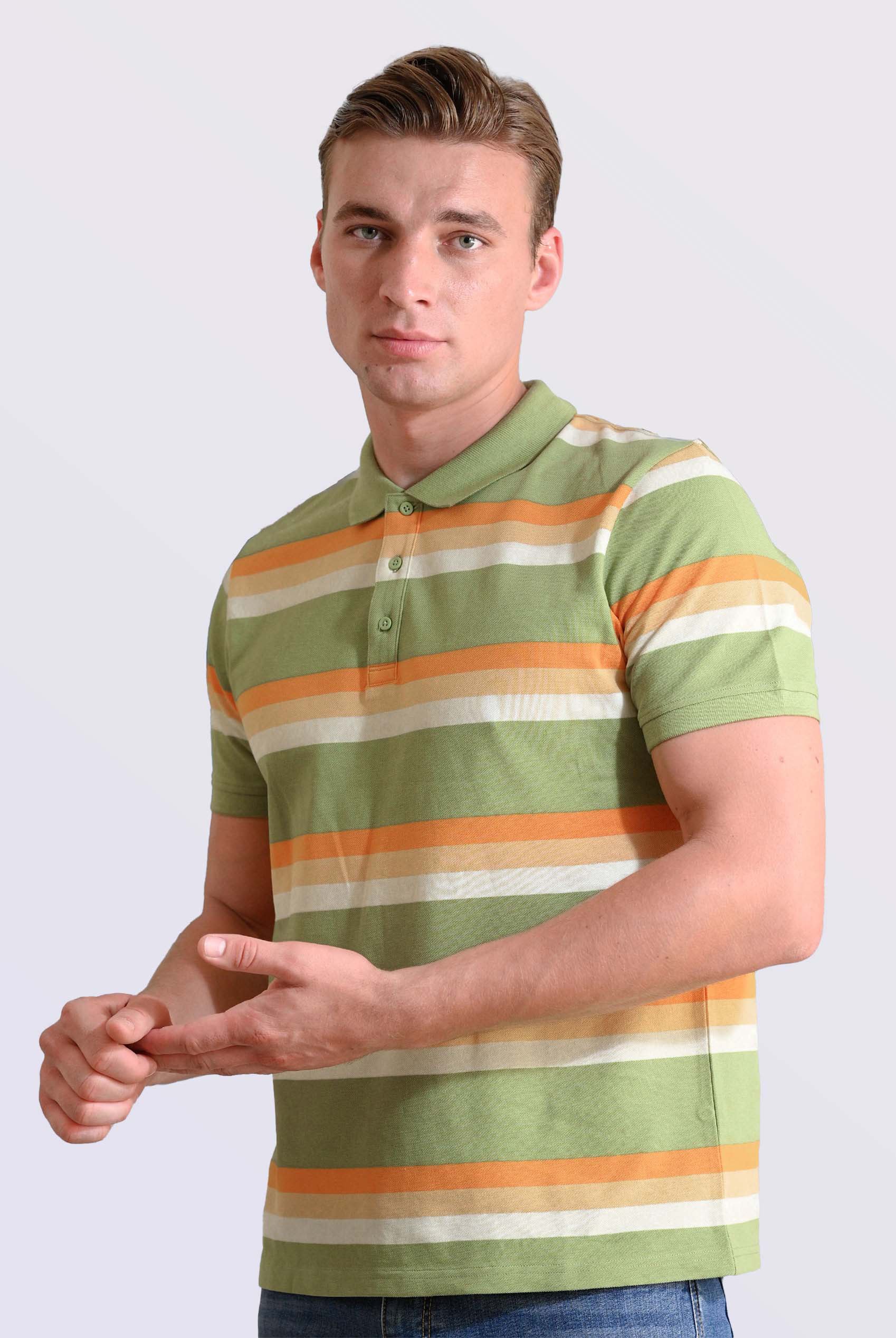 Stripe Pique Polo Shirt