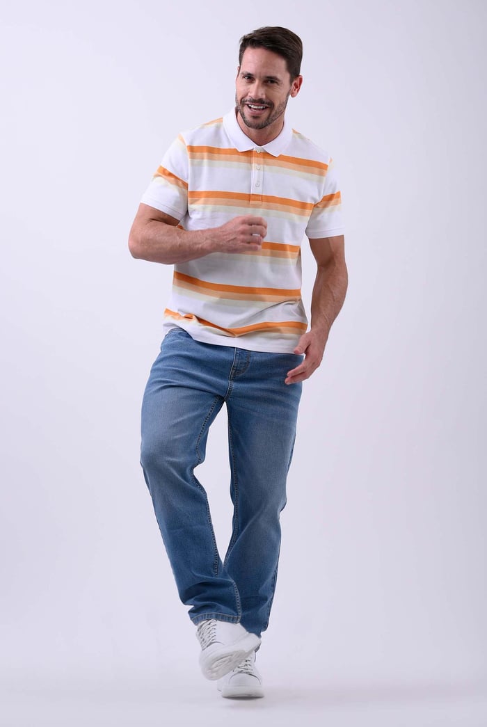 Stripe Pique Polo Shirt