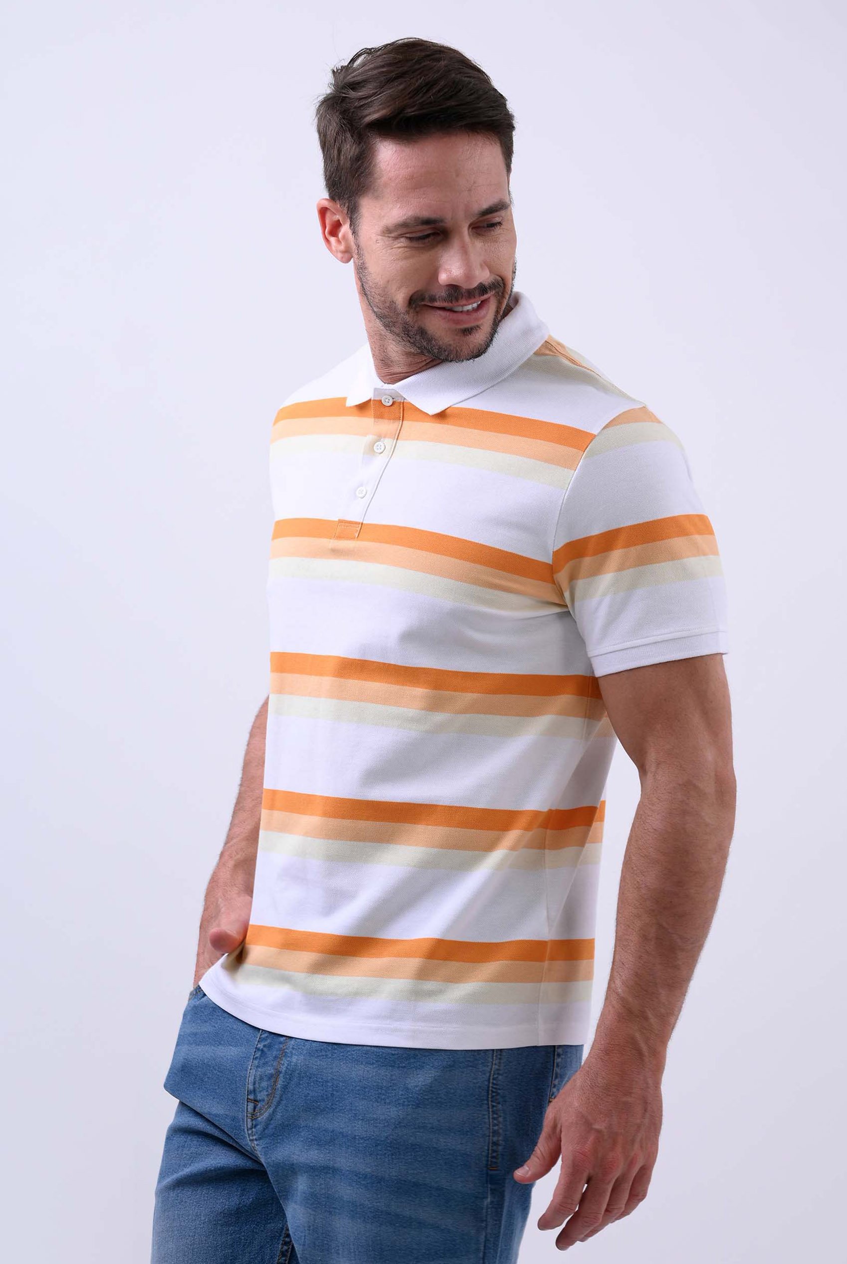 Stripe Pique Polo Shirt
