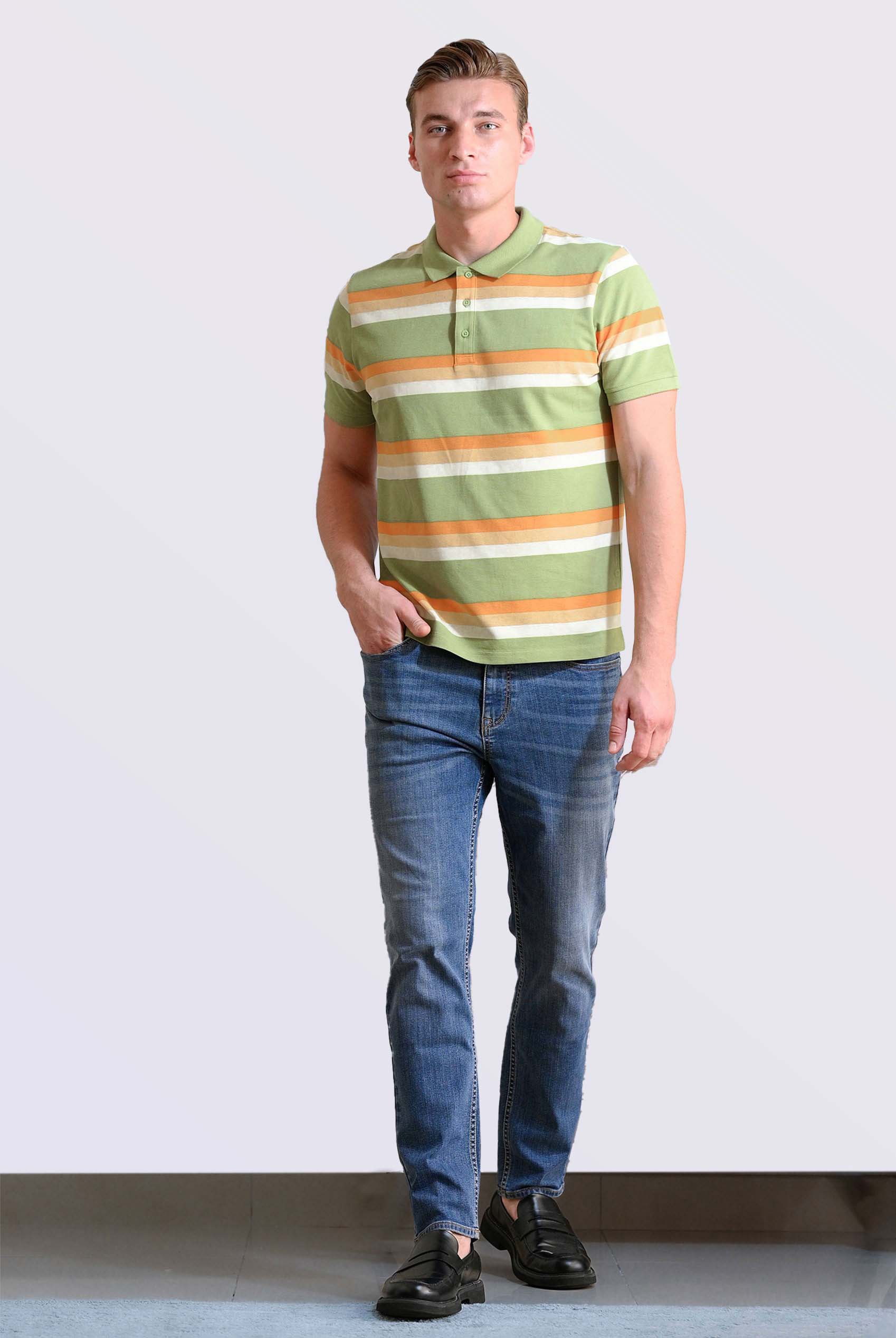 Stripe Pique Polo Shirt