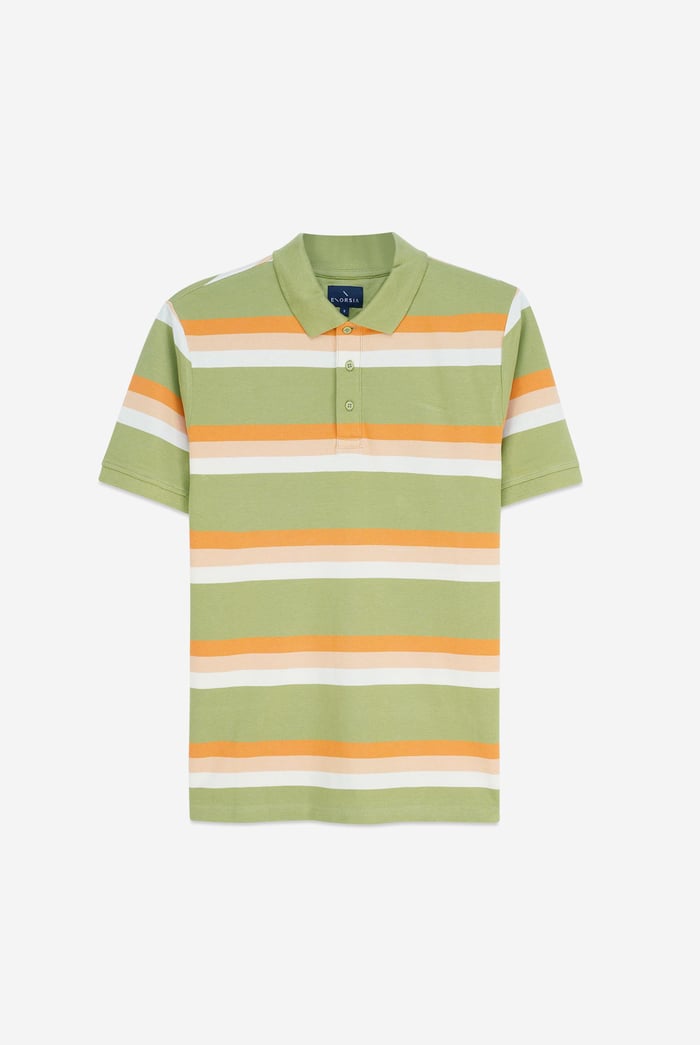 Stripe Pique Polo Shirt