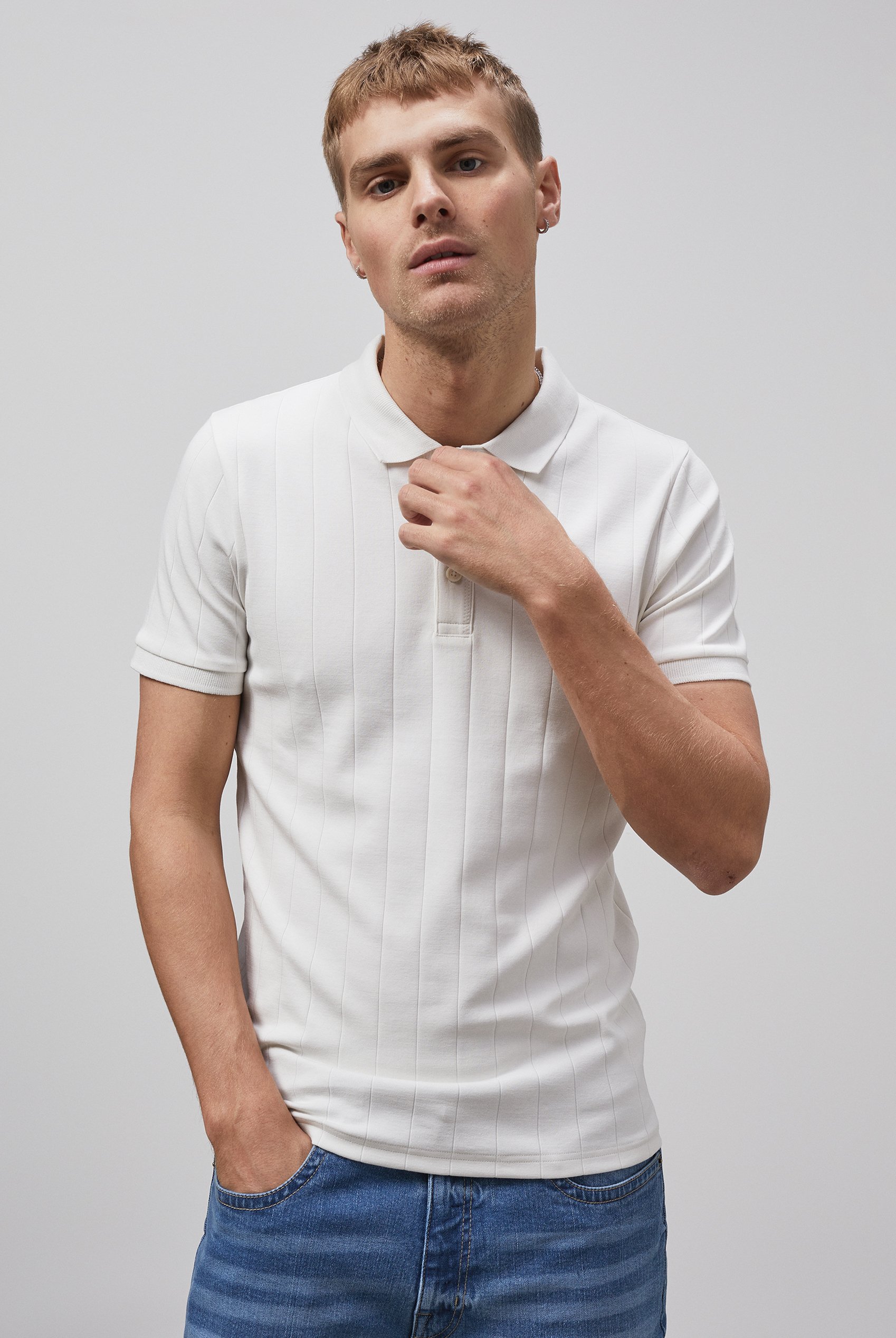 Enorsia Muscle Ribbed Polo Shirt