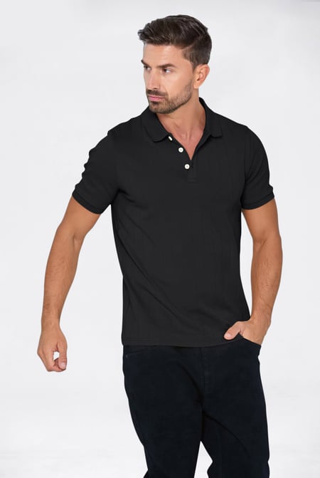 Enorsia Muscle Ribbed Polo Shirt