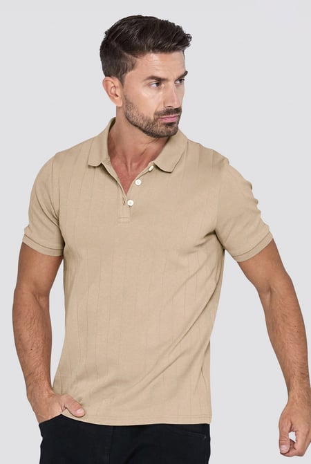 Cream Enorsia Muscle Ribbed Polo Shirt