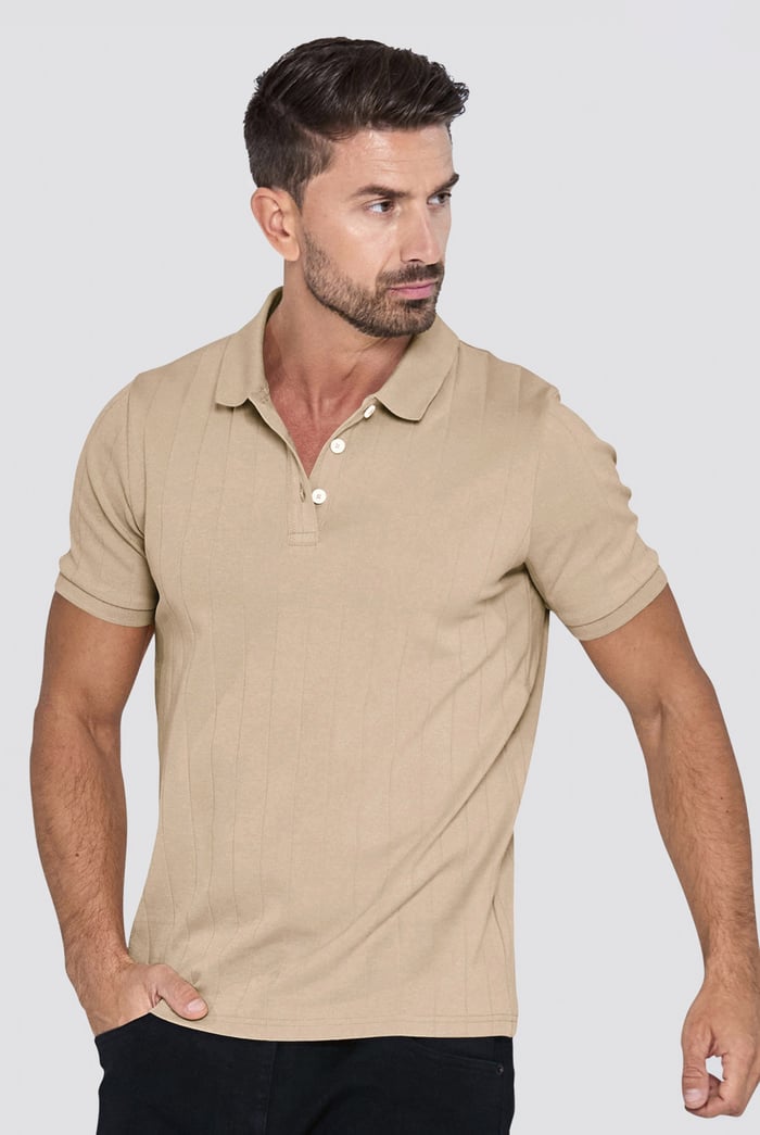 Enorsia Muscle Ribbed Polo Shirt
