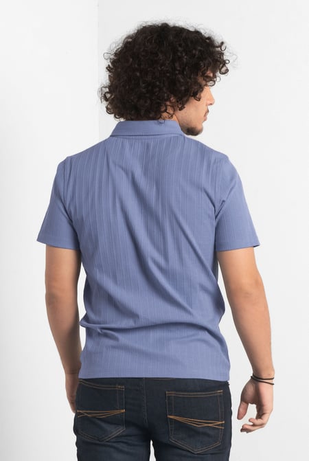 Sky Rib Textured Men’s Polo Shirt