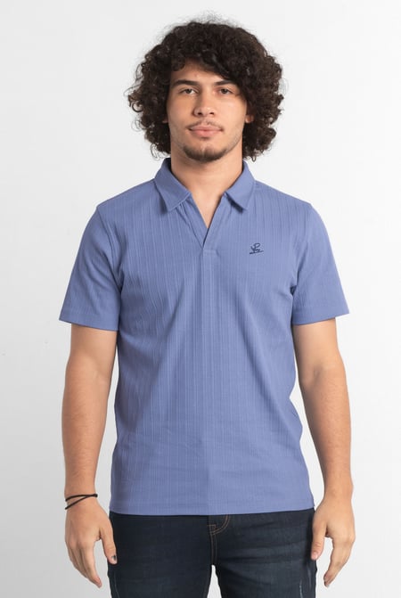 Sky Rib Textured Men’s Polo Shirt